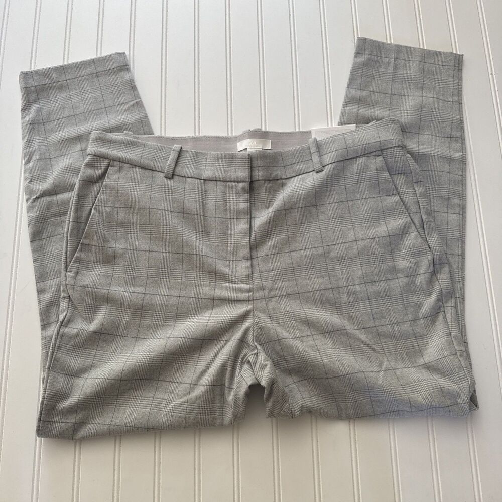 H&M Womens Dress Pants Plaid Houndstooth Size 16 Elastic Comfort Waist Soft Knit